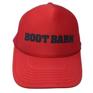 Boot Barn Trucker Hat Red One Size Mesh Back Snapback Foam Front Rope Brim West